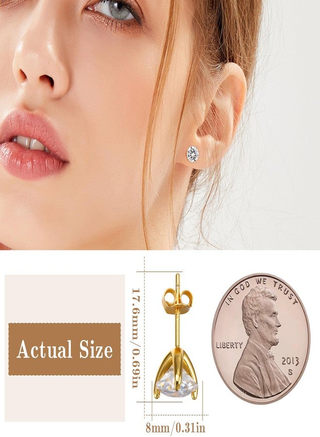 Saintda أقراط مرصعة بحجر المويسانايت للنساء، أقراط مرصعة بألماس صناعي من الفضة الإسترليني عيار 925 مطلية بالذهب، هدية مجوهرات للنساء والرجال - Image 2